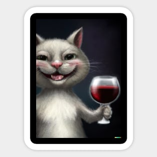 Cat with Wine Sticker